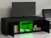 Panana TV Unit Cabinet Sideboard Glass Shelf Storage Modern Stand Matt Black