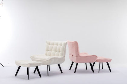 Fabric Accent Chair Footstool Modern Lounge Single Recliner Armchair TV Chair QB