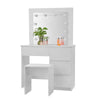 Dressing Table with LED Bulbs Mirror Makeup Desk Vanity Table Stool Set Bedroom