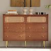 Chest of Drawers with 6 Drawers Rattan Cabinet Bedroom Furniture Storage Bedside