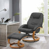 Upholstered Faux Leather Armchair Recliner Chair with Footstool Wooden Base Sofa