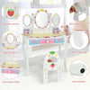 Kids Vanity Makeup Dressing Table & Chair Set W/ Tri-fold Mirror & Drawers White