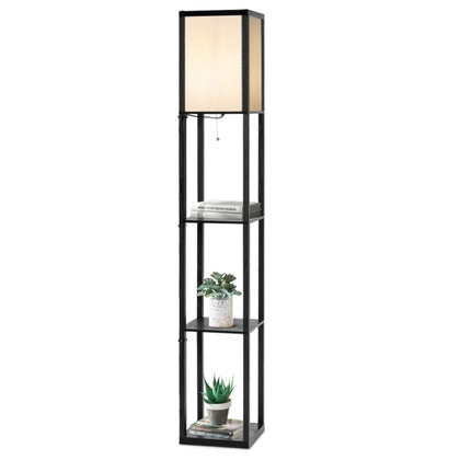 Modern Floor Lamp Freestanding Nightstand Light w/ 3-Tier Shelf & E27 Bulb Base