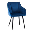 2pcs Velvet Blue Dining Chairs Set Padded Seat Metal Legs Kitchen Modern