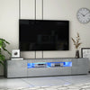 Grey 200CM TV Stand Unit Cabinet High Gloss 3 Large Drawers Doors LED Light
