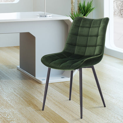 2x Dining Chairs w/ Velvet Padded Metal Legs Kitchen Living Room Lounge Counter