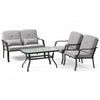 4Pcs Garden Patio Conversation Furniture Set Metal Outdoor Sofa Set w/Cushions