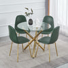 4pcs Green PU Leather Dining Chairs Golden Chromed Legs for Dining Room Kitchen