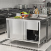 Stainless Steel Commercial Kitchen Sink Storage Cabinet 1.0 Bowl & LHD Platform