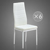 6PC White Dining Chairs High Back Faux Leather Padded Seat Dining Room Furniture