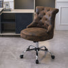 Classic Chesterfield Brown Faux Leather Office Chair Swivel Adjustable Desk Seat