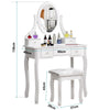 Dressing Table with Drawers, Mirror Stool Set Makeup Desk Vanity Table Bedroom