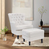 Modern Upholstered Velvet Armchair Matching Footstool Sofa Chair With Wood Legs