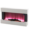 White LED Flame Electric Fireplace Tempered Glass Fire Heater Wi-Fi Wall Mounted