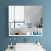 White Bathroom Mirror Cabinet Wall Mounted Storage LED Unit Corner Wooden Shelf
