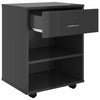 Rolling Cabinet High Gloss Black 46x36x59 cm Chipboard Organiser