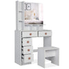 Dressing Table with Drawers, Mirror Stool Set Makeup Desk Vanity Table Bedroom