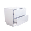 High Gloss White Bedside Table Cabinet 2 Drawers Matt Body Nightstand LED UK