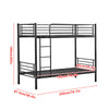 Black Bunk Bed Metal Frame with Ladder Home Dorm Bedroom Furniture for Family BN