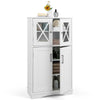 Bathroom Storage Floor Cabinet Freestanding Wooden Storage Cupboard with 4 Doors