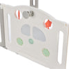 14 Panels Foldable Baby Playpen with Activity Panel & Basketball Hoop Grey NS