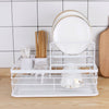 2 Tier Dish Drainer Metal Wire Cutlery Draining Holder Plate Rack With Tray UK