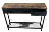 Industrial Wooden Retro Narrow Slim Console Side Table Drawers Hallway Furniture