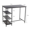 Kitchen Breakfast Counter Dining Table Modern Bar Table 3 Tiers Storage Shelves