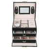 Jewelry Box Organizer Portable Travel Leather Jewellery Ornaments Storage Black