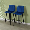 2x Barstools Set Velvet Upholstered Seat Metal legs Bar Stools Breakfast Chair