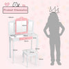 Kids Vanity Table & Stool Set Beauty Makeup Dressing Table Detachable Top Desk