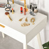 Modern Dressing Table Makeup Vanity Desk w/ 2 Drawers Round Mirror for Bedroom