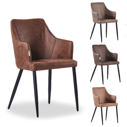 Zarah Faux Leather Armchair | Modern Dining Chair Brown Chocolate Latte Mocha UK