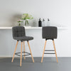 2x Breakfast Bar Stools w/ Linen Padded Backrest High Counter Chairs Kitchen Pub