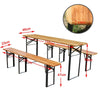 BIRCHTREE Outdoor Wooden Folding Beer Table Bench Set Trestle Garden Steel Leg