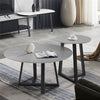 Set of 2 Modern Nesting Coffee Table Round Accent Cafe Table Grey Sintered Stone