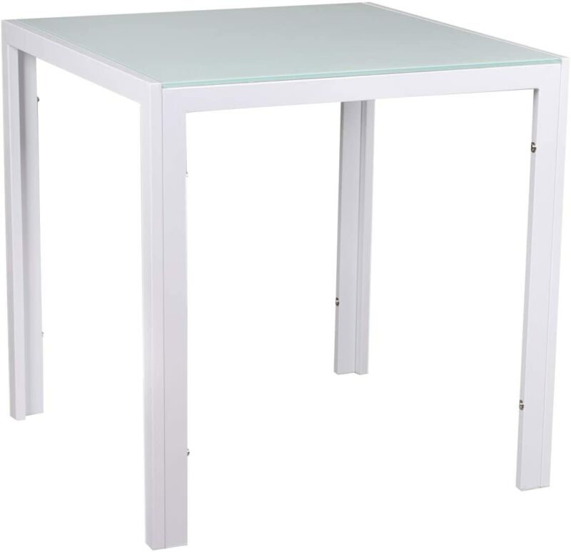 75cm White Small Square Dining Table and 4 Chairs Set Kitchen Dinner Cafe Decor