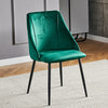 Set of 2 Velvet Dining Chairs Accent Chairs Padded Seat Metal Legs Kitchen Green