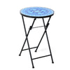 Folding Mosaic Side Table Round Bistro End Table W/ Ceramic Tile Top Plant Stand