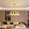 Luxury Modern Crystal Chandeliers Smoky Grey & Clear Golden Metal Pendant Lights