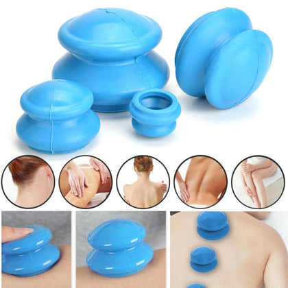 Pack of 4 Chinese Acupuncture Rubber Cupping Vacuum Massage Cellulite Therapy UK