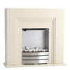 ELECTRIC FIRE WHITE FIREPLACE & SURROUND BRUSHED STEEL PEBBLE FIRES BLACK HEARTH