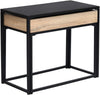 Industrial Nested Tables Black Top Oak Tray Stackable Units Metal Frame Set 2Pcs
