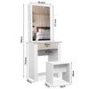 Dressing Table with Drawers, Mirror Stool Set Makeup Desk Vanity Table Bedroom