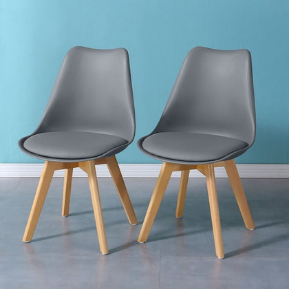 Pair of Dining Chair Upholstered Soft Faux Leather Chair Dining Room Grey New