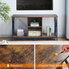 Brown Wooden TV Cabinet Metal Leg with Compartment Shelf Unit Industrial Style