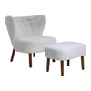 Teddy Velvet Upholstered Single Sofa Chair Occasional Accent Chair w/Footstool