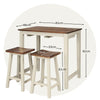 3 PCS Kitchen Dining Table Set Wood Counter Height Pub Table & 2 Saddle Stools