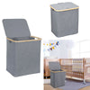 Linen Fabric Laundry Basket Hamper Bin Dirty Clothes Storage Organizer with Lid