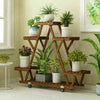 6 Pots Wood Plant Stand Sturdy Triangular Plant Shelf Flower Stand Storage Rack